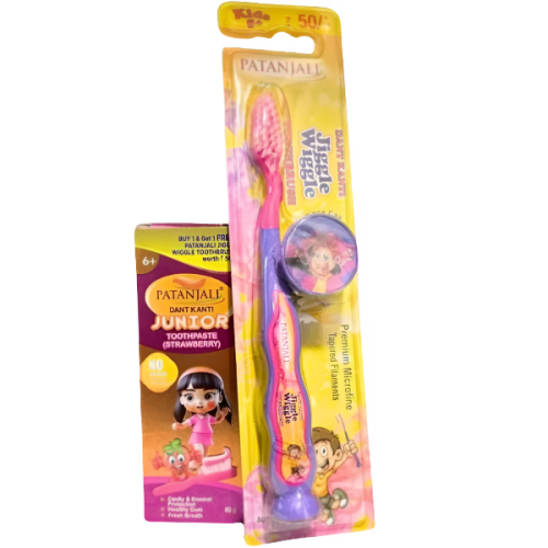 Зубная паста для детей с зубной щеткой "Клубника" (Dant Kanti Junior toothpaste) 80гр., Patanjali